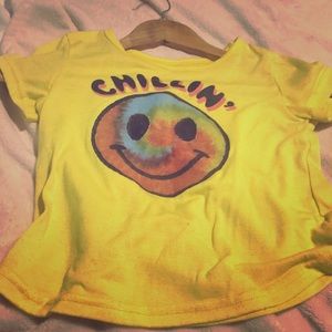 Yellow tie die smiley face shirt